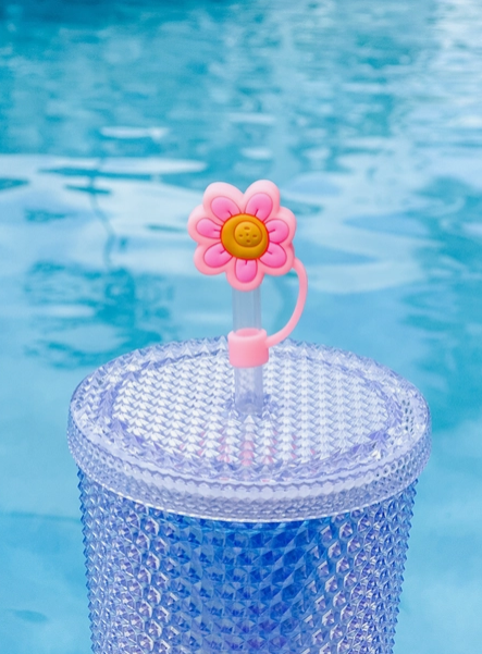 Happy Pink Flower Straw Cover