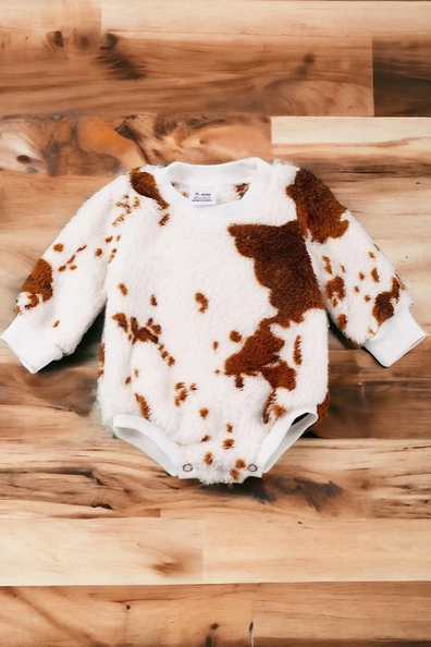 Unisex Cow Sherpa Onsie