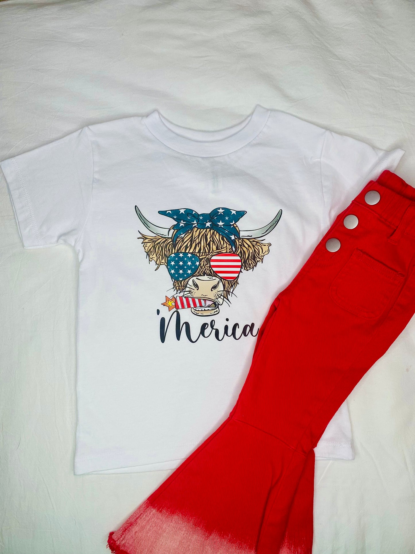 Merica Highland Cow Tee