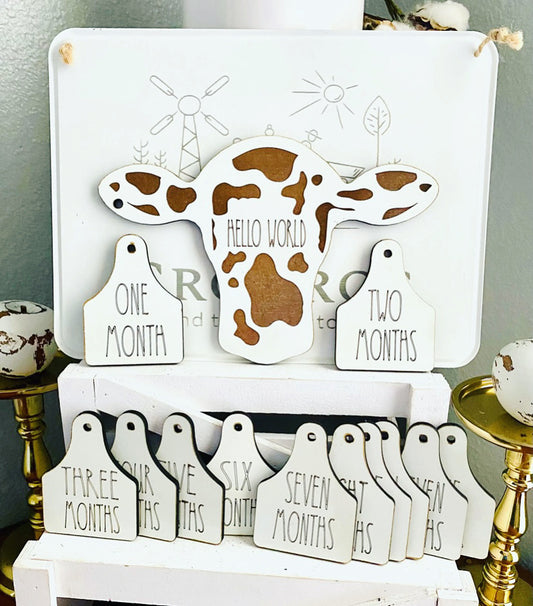 Cow Baby Milestone Set