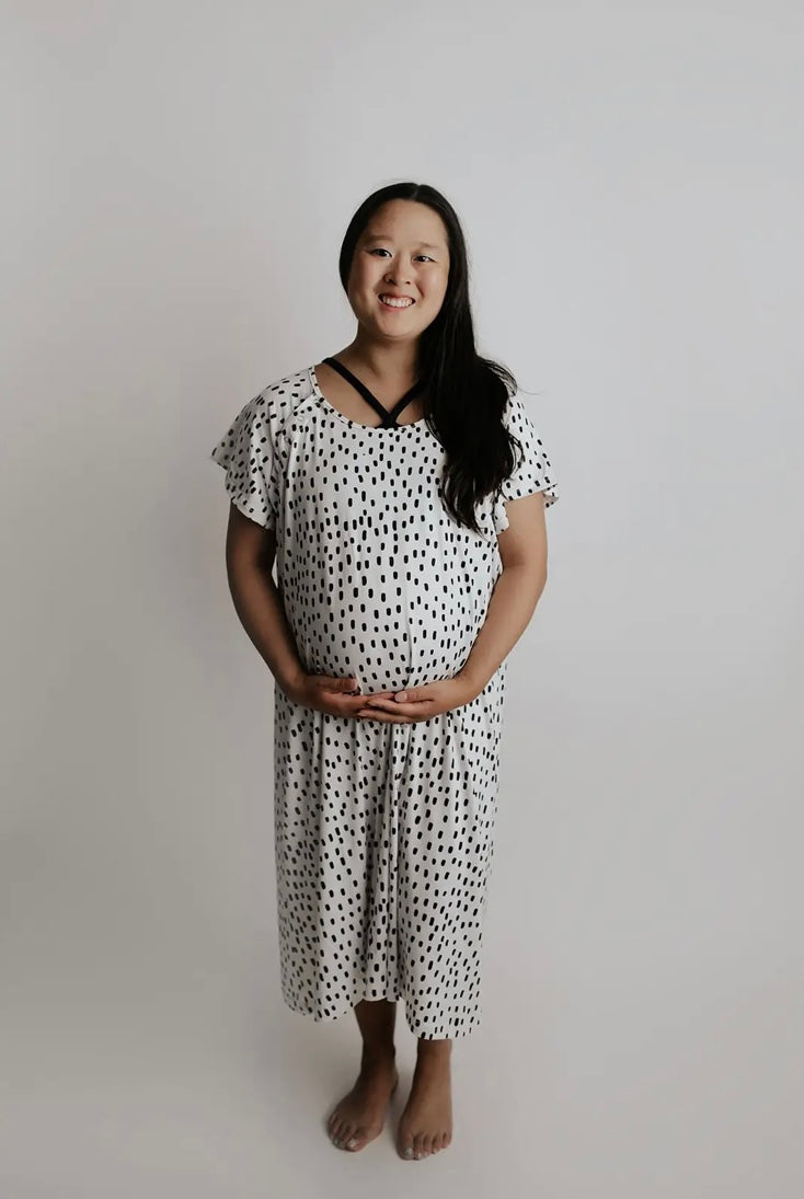 Black Dot Labor And Delivery/Nursing Gown