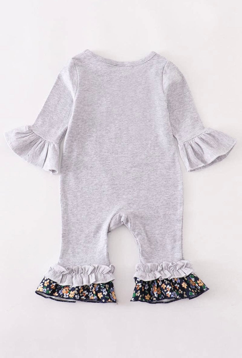 Gray Ruffle Rooster Romper