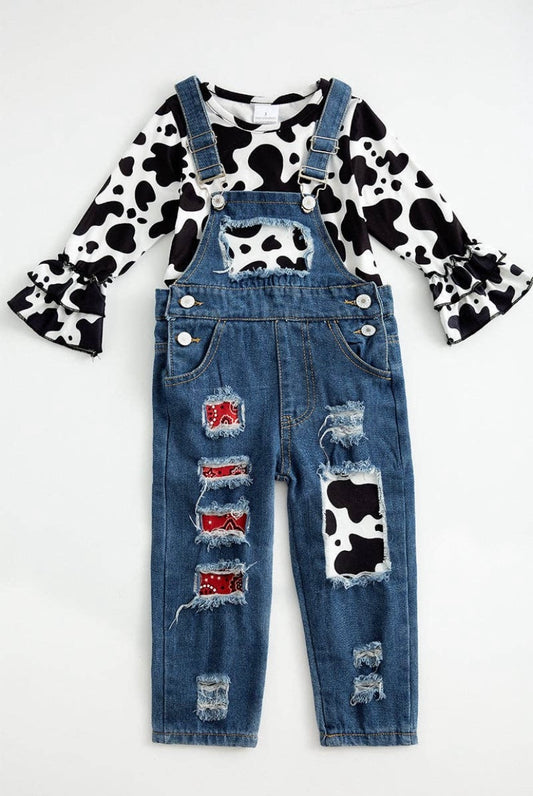 Cow Print Overalls