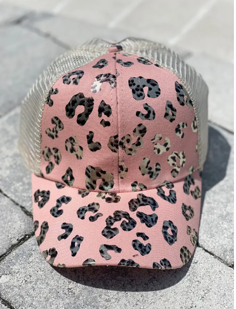 Peachy Gold Leopard Trucker Hat