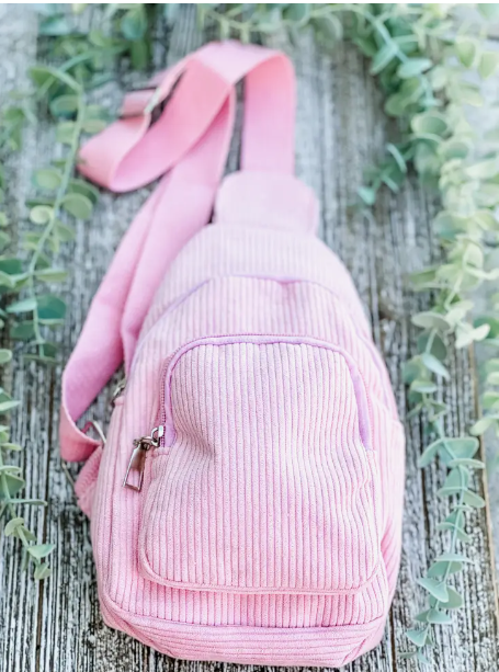 The Corey Pink Corduroy Sling Bag