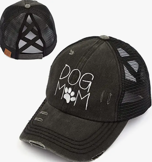 Dog Mom Criss Cross Pony Hat